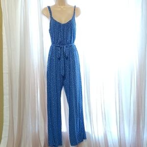 Market & Spruce Blue Sleeveless Jumpsuit with Scoop Neckline